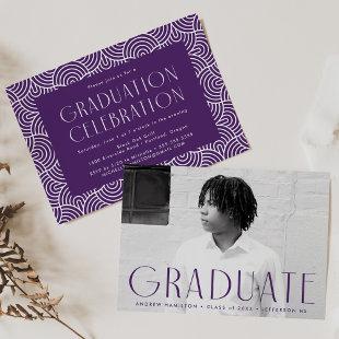 Modern Simplicity Purple Photo Graduation Party Invitation