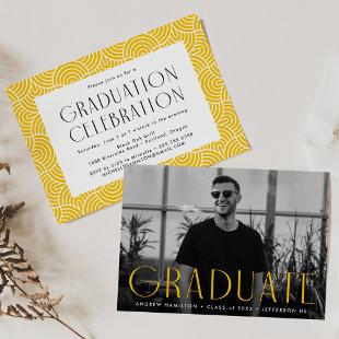 Modern Simplicity Yellow Photo Graduation Party Invitation