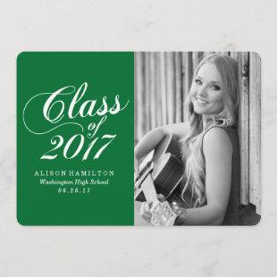 Modern Solid Green | Graduation Announcement