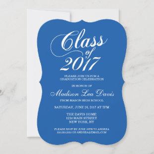 Modern Solid Royal Blue Graduation Invitation