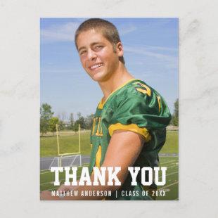 Modern Sporty Graduation Thank You (Blank Back) Postcard