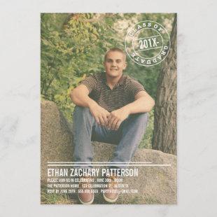 Modern Stamp Photo Graduation Party Announcement