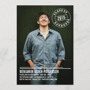 Modern Stamp Photo Graduation Party Announcement