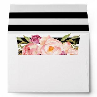 Modern Stripes Floral for 5x7 Invitation Card Envelope