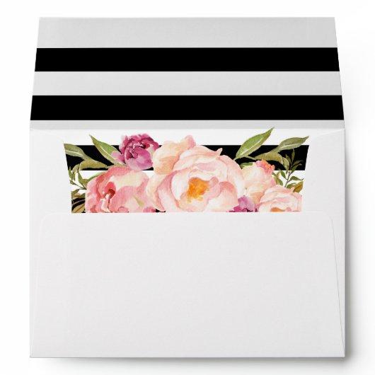 Modern Stripes Floral for 5x7 Invitation Card Envelope