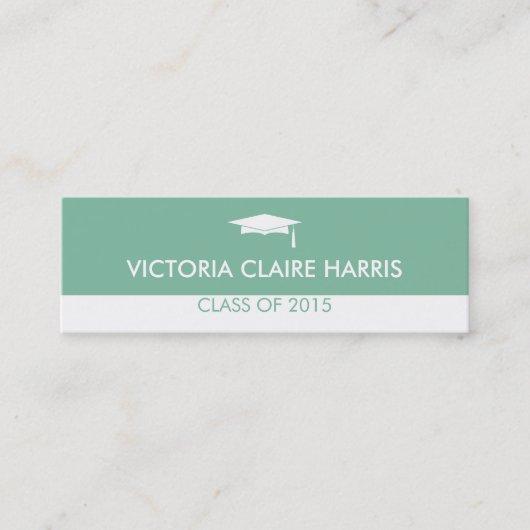 Modern teal color block graduation name card