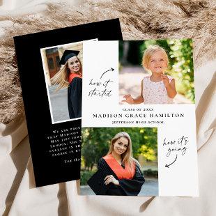 Modern Then and Now 3 Photo Graduation Announcement