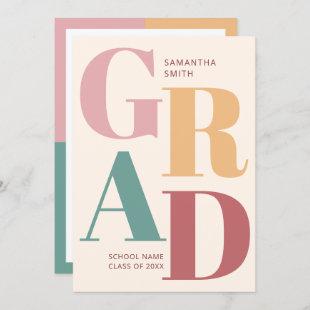 Modern Trendy Colorful Typography Photo Graduation Announcement