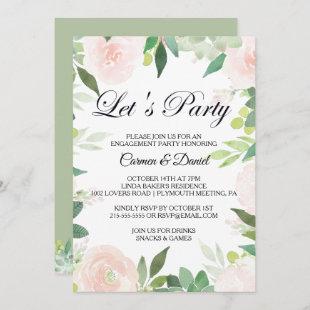 Modern Tropical Floral Let's Party Invitation