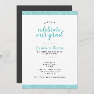 Modern Turquoise and Gray Graduation Party Invitation