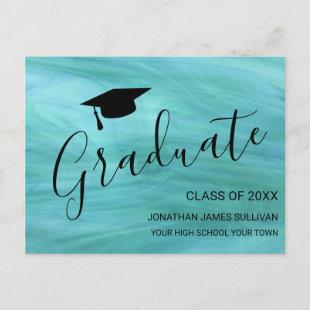 Modern Turquoise Graduation Announcement Postcard