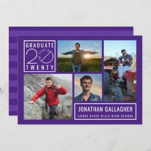 Modern Typography 2020 Graduate Photos Purple Invitation