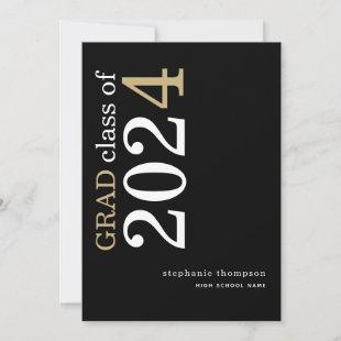 Modern Typography Black 2024 Graduation  Announcement