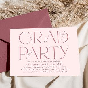 Modern Typography Dusty Rose Graduation Party Invitation