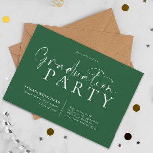 Modern Typography Graduation Party Green Invitation