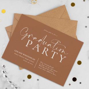 Modern Typography Graduation Party Orange Invitation