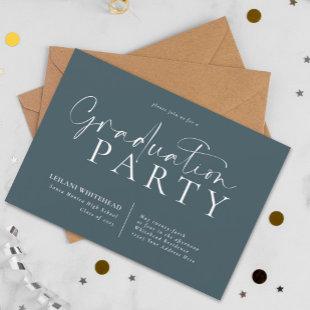 Modern Typography Graduation Party Teal Invitation