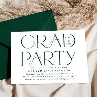 Modern Typography Green Graduation Party Invitation
