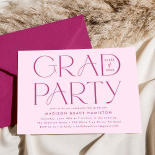 Modern Typography Magenta Graduation Party Invitation