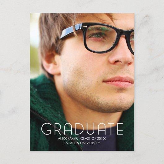 Modern Typography Male College Graduate Announcement Postcard