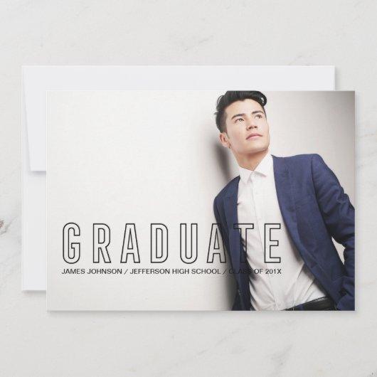 Modern Typography Masculine Graduation Photo Announcement