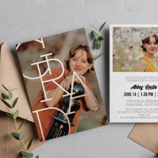 Modern Typography Photo Rose Gold Graduation Party Foil Invitation
