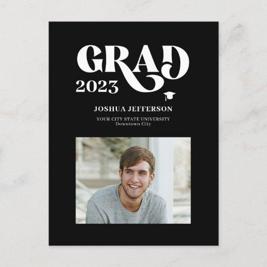 Modern typography photo simple graduation announce announcement postcard