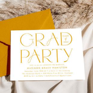 Modern Typography Yellow Graduation Party Invitation