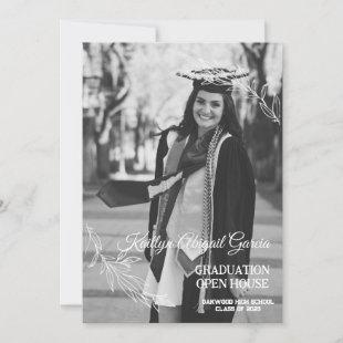 Modern Vertical black  Photo Graduation Invitation