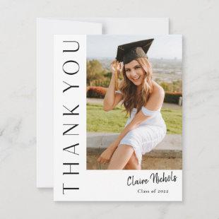 Modern Vertical Photo Graduation Thank You Card