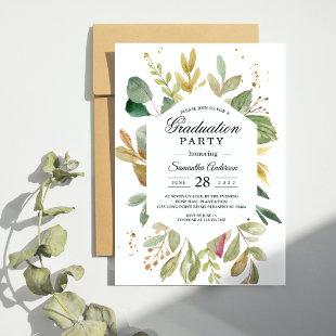 Modern Watercolor Greenery Leaf Frame Invitation