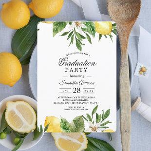 Modern Watercolor Yellow Lemons & Leaf  Invitation