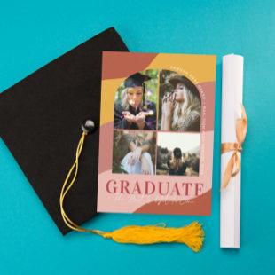Modern Waves | Simple Arched Graduation 4 Photo  Announcement