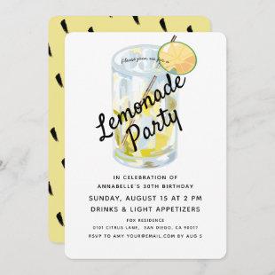 Modern White & Yellow Lemonade Party Invitation