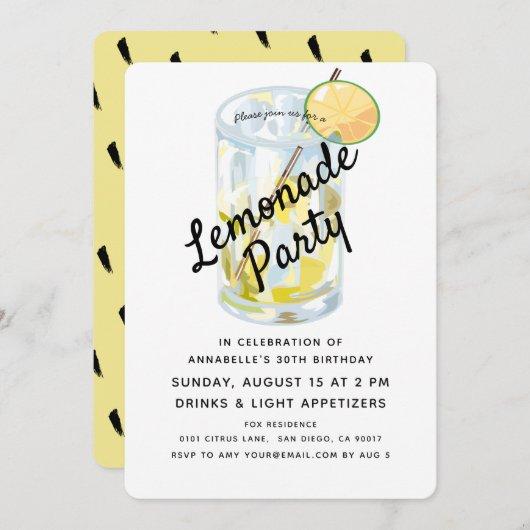 Modern White & Yellow Lemonade Party Invitation