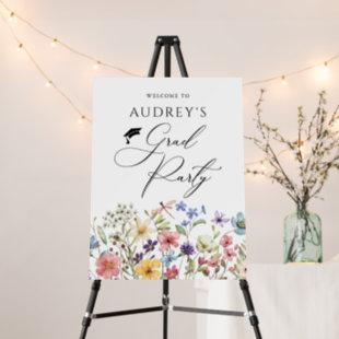 Modern Wildflowers Floral Grad Party Welcome Sign