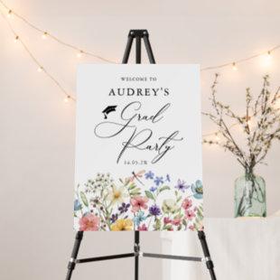 Modern Wildflowers Floral  Grad Party Welcome Sign