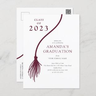Modern Wine Tassel Graduation Party Postcard