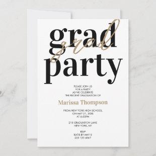 Modern Wood Brown Calligraphy Graduation Party  Invitation