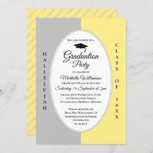 Modern Yellow Gray Hallelujah Graduation Invitation