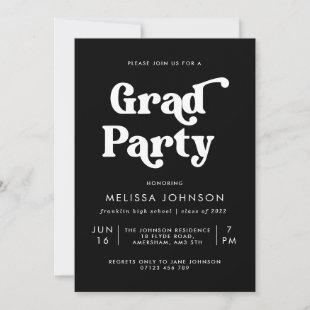 Monochrome Retro Type Photo Grad Party Invitation