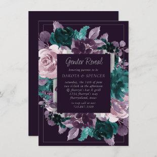 Moody Boho | Dark Eggplant Purple Floral Shower Invitation