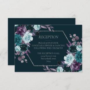 Moody Boho | Deep Teal Turquoise Purple Reception Enclosure Card