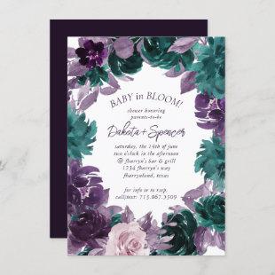 Moody Boho | Eggplant Purple Baby in Bloom Shower Invitation