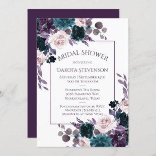 Moody Boho | Eggplant Purple Bouquet Bridal Shower Invitation