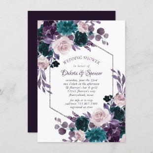 Moody Boho | Eggplant Purple Floral Bridal Shower Invitation
