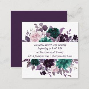 Moody Boho | Eggplant Purple Floral Reception Enclosure Card