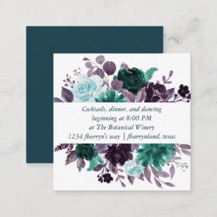Moody Boho | Teal Floral Garland Reception Detail Enclosure Card