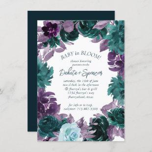 Moody Boho | Teal Turquoise Dark Floral Birthday Invitation