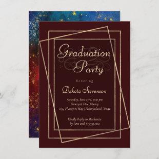 Moody Ombre | Deep Jewel Tone Red Graduation Party Invitation